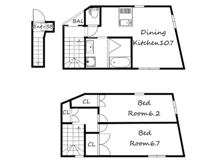 ブロンテ大久保駅前III(2LDK/1階)の間取り写真