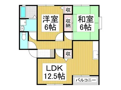サンビレッジ花櫚 C(2LDK/1階)の間取り写真