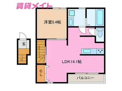 クオーレ白須賀(1LDK/2階)の間取り写真