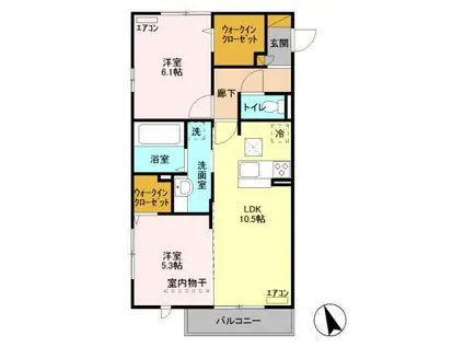 つくばエーツー(2LDK/1階)の間取り写真