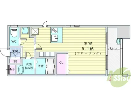 GATE COURT TOYONAKA(ワンルーム/8階)の間取り写真
