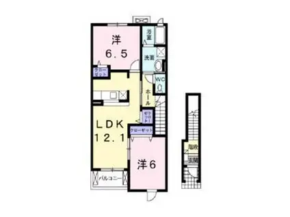 シェーネ・パラッツオ B(2LDK/2階)の間取り写真