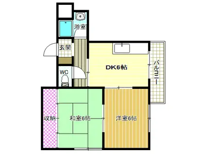 YS COURT(2DK/3階)の間取り写真