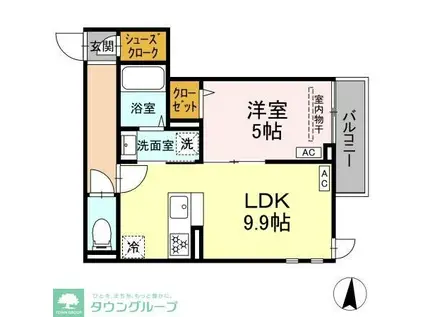 セレスティア加賀(1LDK/2階)の間取り写真
