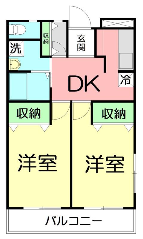 ハイツサンモール(2DK/1階)の間取り写真