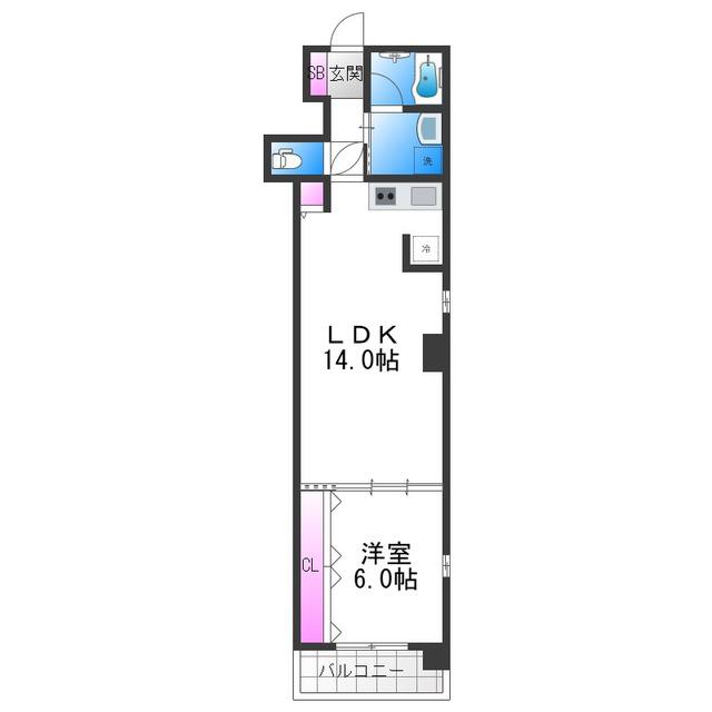 BROAD阿倍野阪南町RESIDENCE(1LDK/5階)の間取り写真