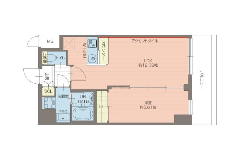 プレジオ西宮北口(1LDK/3階)の間取り写真