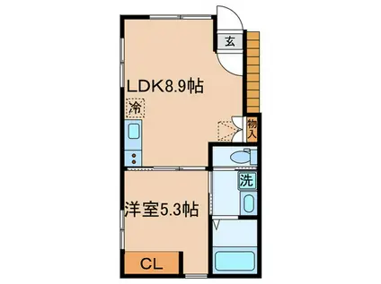 スカイパーク(1LDK/1階)の間取り写真
