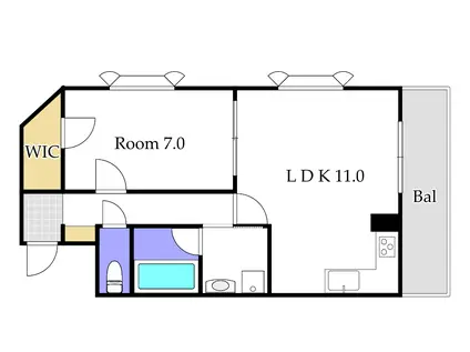 エクセレント南中央(1LDK/6階)の間取り写真