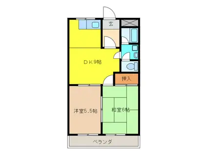 メリーモア高雄(2DK/2階)の間取り写真