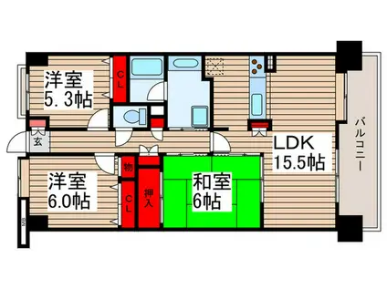 レジデンス幕張アリーナシティ(3LDK/3階)の間取り写真