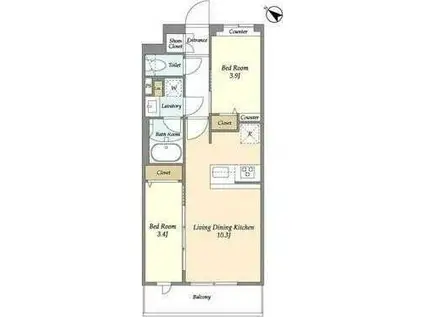 グランカーサ王子II(2LDK/2階)の間取り写真