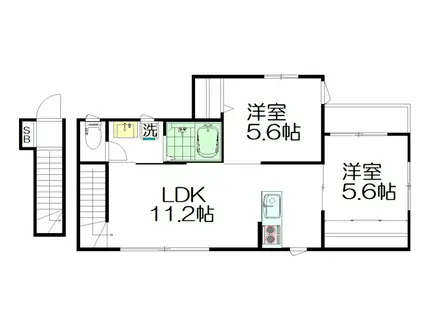 ヴィエルジェ阿佐谷B棟(2LDK/2階)の間取り写真