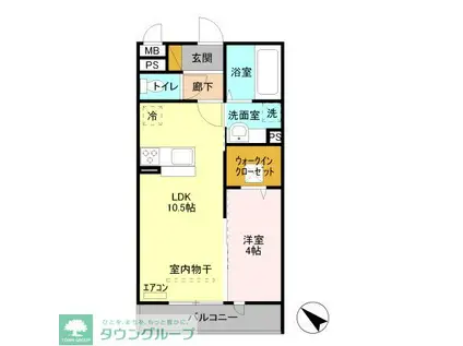 イルソーレ吉川美南 ロッソ(1LDK/1階)の間取り写真