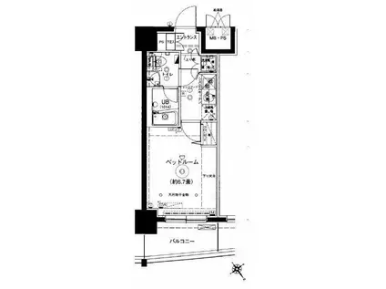 グランフォース横浜伊勢佐木町(1K/6階)の間取り写真
