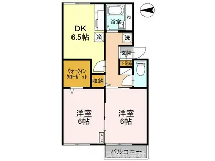 コーポニューデルフィー(2DK/2階)の間取り写真