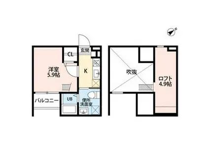 WINGGARDEN千種ウイングガーデンチク(1K/2階)の間取り写真