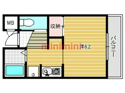 プリマヴェーラII(1K/2階)の間取り写真