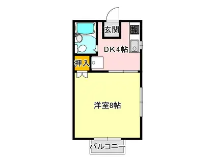 シティ西新D棟(1DK/1階)の間取り写真