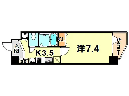 プレサンス神戸駅前グランツ(1K/4階)の間取り写真