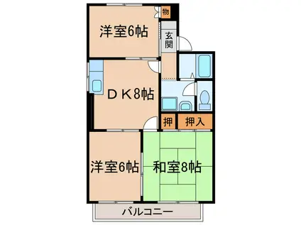 シティパレスまつうら(3DK/2階)の間取り写真