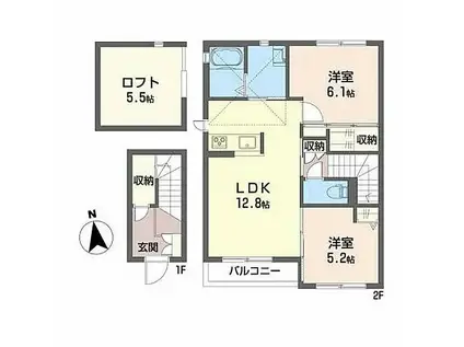 ベルハウスB(2LDK/2階)の間取り写真