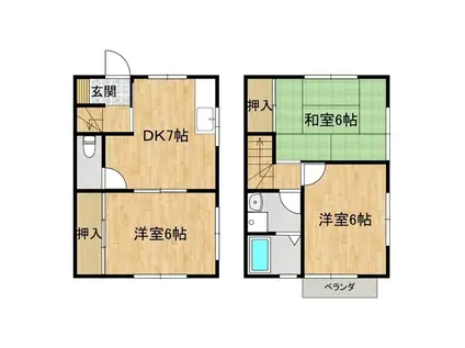 アーバン旭C(3DK/1階)の間取り写真