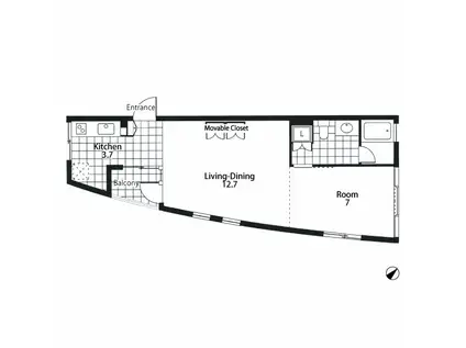 RUE FRANCHE(1LDK/2階)の間取り写真