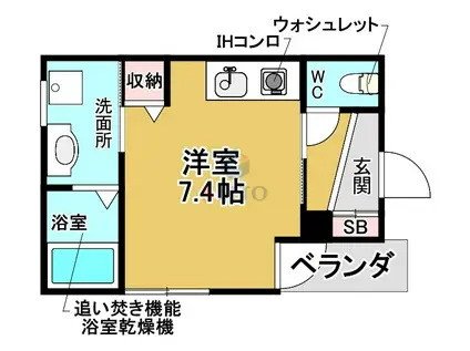 ブランシェ服部(ワンルーム/3階)の間取り写真