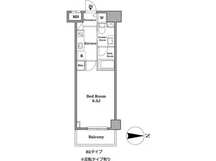 レジディア武蔵小杉(1K/4階)の間取り写真