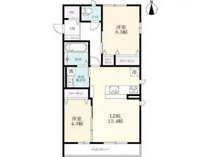 コンフォール田代(2LDK/3階)の間取り写真