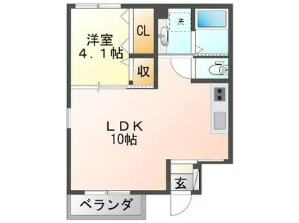 フェリーチェ ガーデン(1LDK/1階)の間取り写真