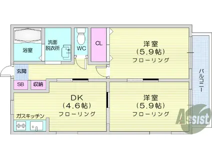 YS GARDEN(2K/2階)の間取り写真
