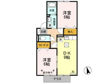 COSMOSII(2LDK/1階)の間取り写真
