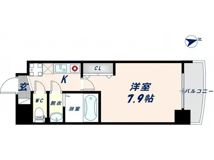 ラグゼ森之宮(1K/4階)の間取り写真