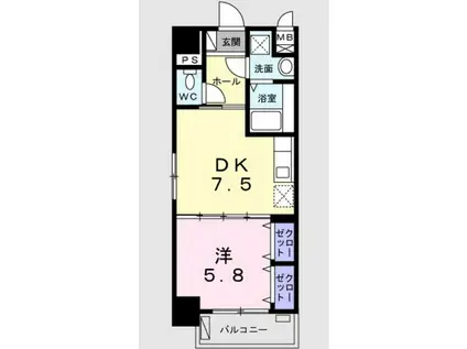 CHERRY・N プレミール(1DK/6階)の間取り写真