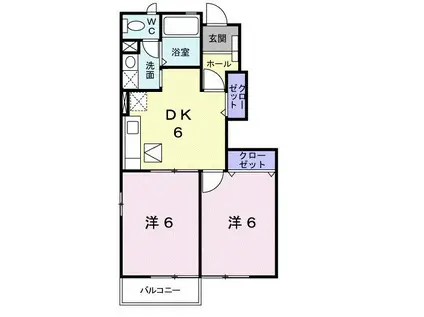 エスポアヒルズA(2DK/1階)の間取り写真