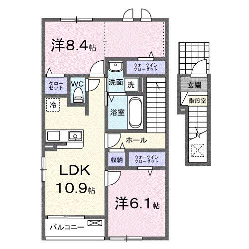 アクティフ浦上II(2LDK/2階)の間取り写真