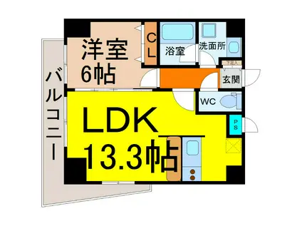 ミコノス山王(1LDK/11階)の間取り写真
