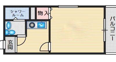 ハイツオーキタ津之江(1K/3階)の間取り写真