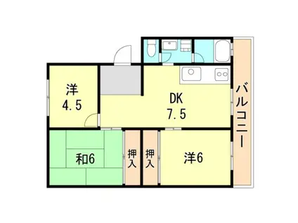 すずらん台コート(3DK/4階)の間取り写真