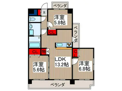 エトワール(3LDK/3階)の間取り写真