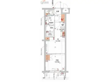 ハーモニーレジデンス武蔵小杉フォレストスクエア(1DK/3階)の間取り写真