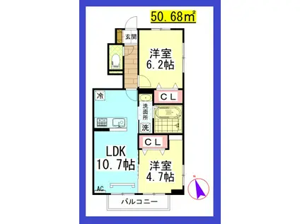 DL GREENPARK湘南台 (2LDK/1階)の間取り写真