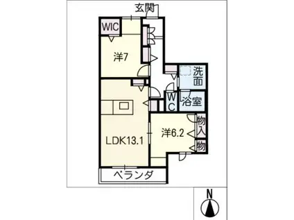 ガルーチェ(2LDK/2階)の間取り写真