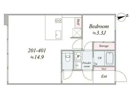 THE TRIAS296(1LDK/2階)の間取り写真