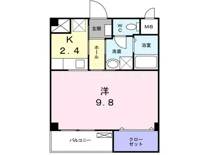 ラ・ロゼベール(1K/3階)の間取り写真