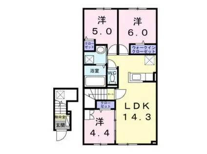 ひまわりV(3LDK/2階)の間取り写真