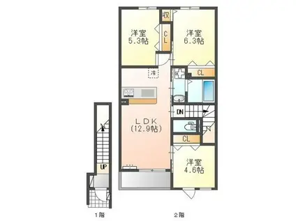 キャンファマンションVI(3LDK/2階)の間取り写真