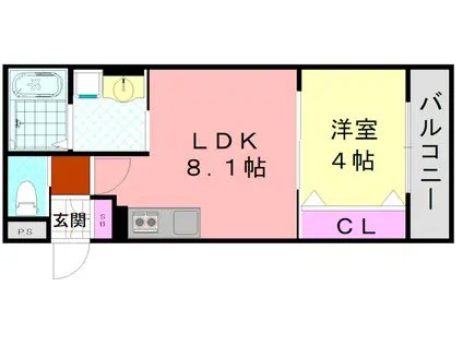 ダン・ル・ボア鳳東(1LDK/1階)の間取り写真